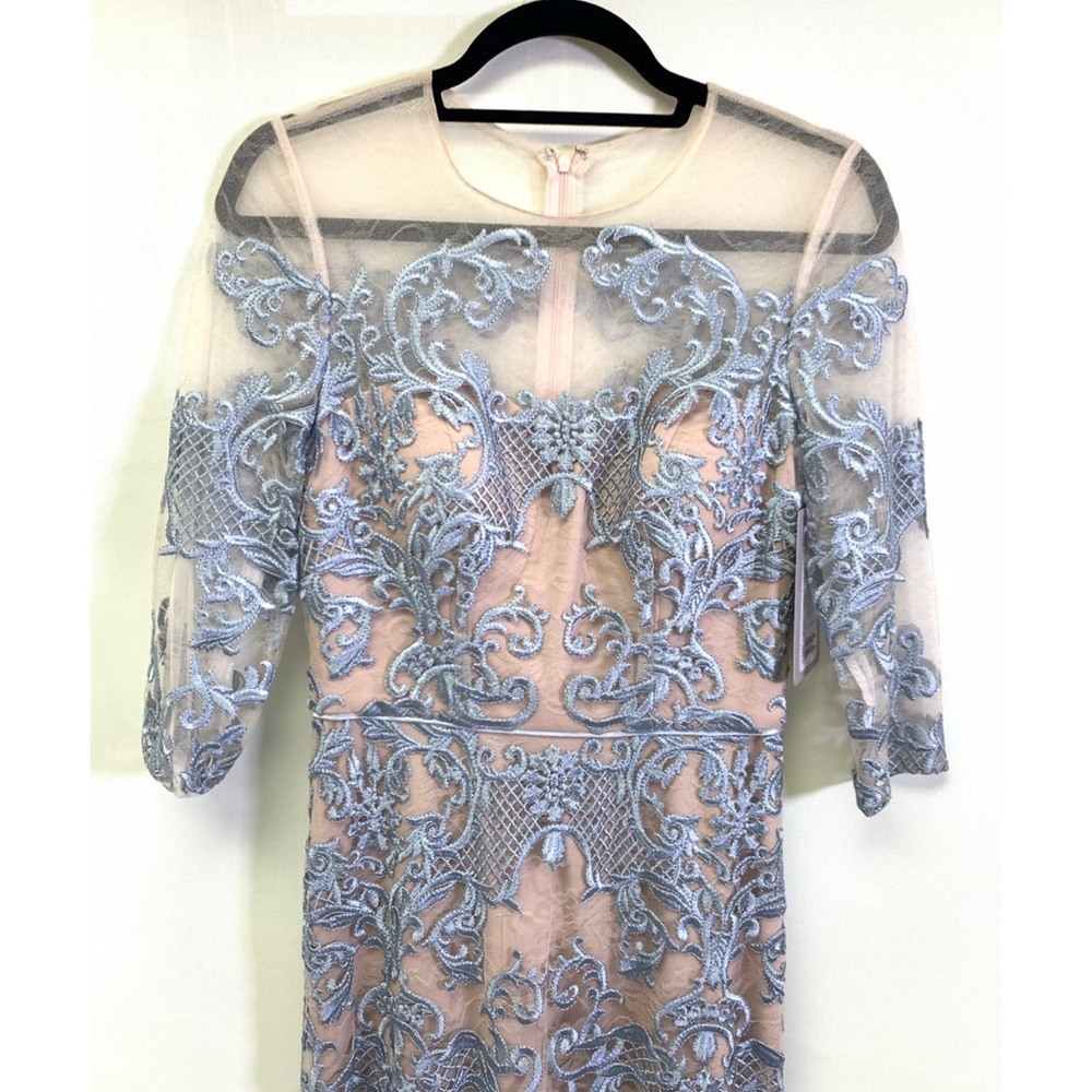 JS COLLECTIONS BRAND NEW W/ TAG ICE BLUE LONG SLEEVE ILLUSION MOTHER BRIDE DRESS - Picture 5 of 5